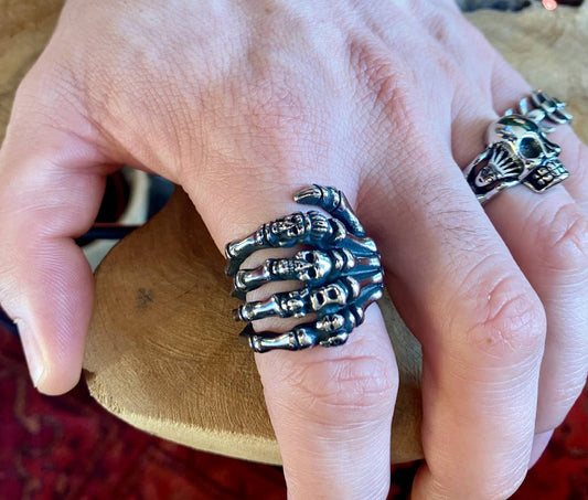 Edelstahlring Skeletthand Ring