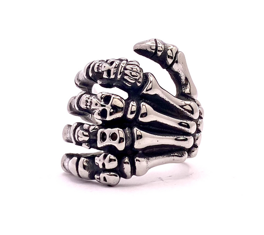 Edelstahlring Skeletthand Ring