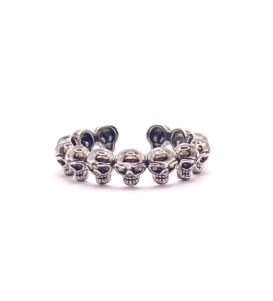 Filigraner verstellbarer Totenkopfring