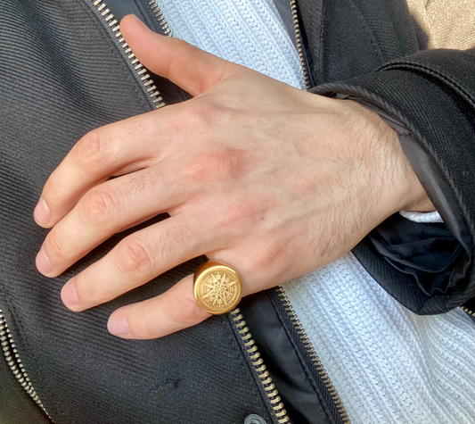 Ryker Kompass Goldfarbener Ring