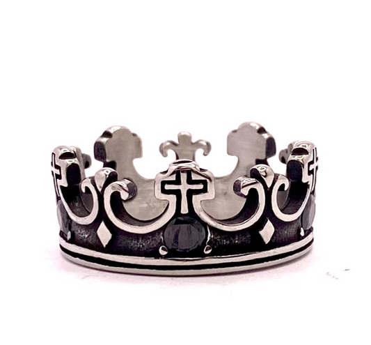 Ring Krone mit schwarzen Steinen