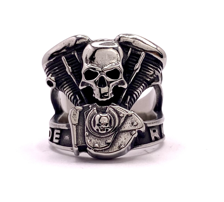 Motorrad Motor Totenkopfring