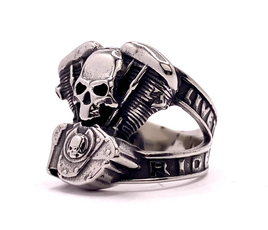 Motorrad Motor Totenkopfring