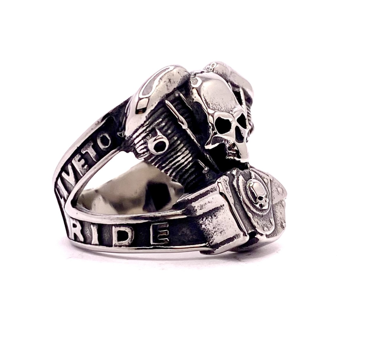 Motorrad Motor Totenkopfring